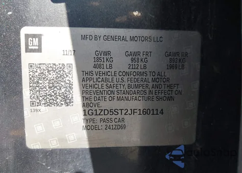 2018 Chevrolet Malibu Lt z USA, uszkodzony, nr VIN 1G1ZD5ST2JF160114
